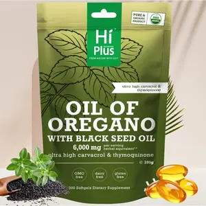 2-in-1 Oil of Oregano + Black Seed Oil Softgels | 4X Strength Carvacrol & Thymoquinone | Plant-Based, Non-GMO, lmmune Support | 300 Softgels