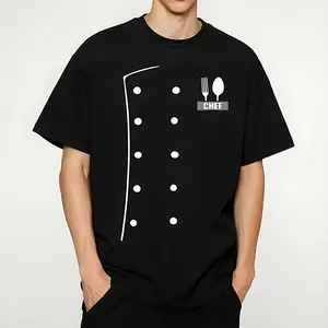 Chef Costume Coat Uniform Funny Cook Jacket for Cooking Cotton T-Shirt Menswear Clothes
