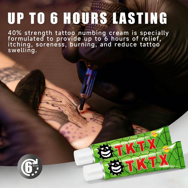 TKTX tattoo relief cream is used for local numbness and super-strength pain relief, skin care tattoo puncture depilation numbness tattoo cream cosmetics, lasting 6-8 hours without pain - 2pcs.
