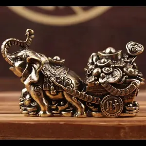 Brass Elephant Statue Decorative Piece Box Puller, Home Decor Craft, Indoor Home Decoration, Full Brass Living Room Office Gift Artistic Decoration, Desktop Display and Collection Ornaments