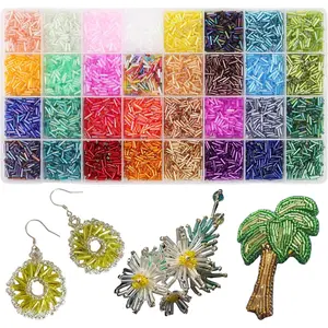 9600 count Tube Beads Kit 7mm Glass Bugle Seed Beads for  Making Embroidery &  Decoration (32  Colors)