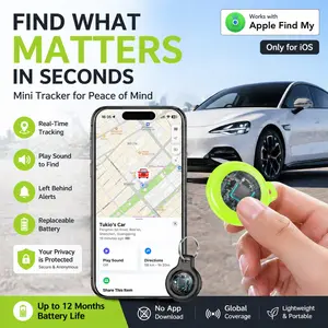 [Summervibes] Tukio GPS Tracker(iOS Only) for Cars & Pets - Mini Clear Design, Weatherproof Case, Anti-Lost Device, Works with Apple Find My(iOS Only), IP67 Waterproof, Replaceable Battery Protection