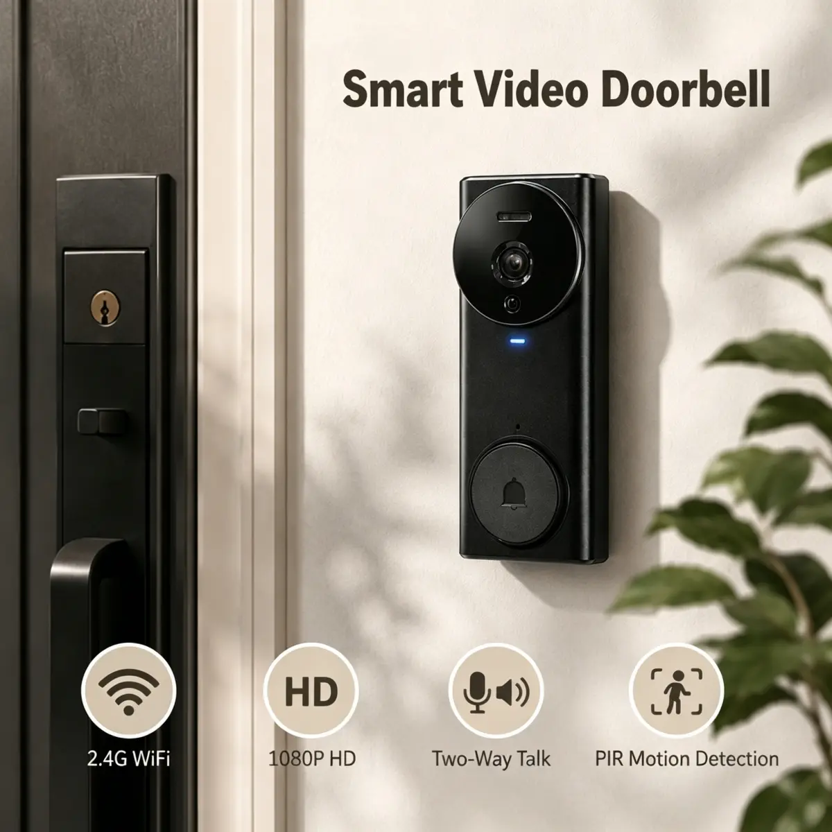 Tuya Wireless Video Doorbell Camera, Smart Home Security Doorbell with AI Human Detection, Night Vision, Two-Way Talk, Two Way Intercom, Easy Setup, Cloud Storage, Home Security System, 2.4GHz WiFi Camera，Fathers Day Gifts