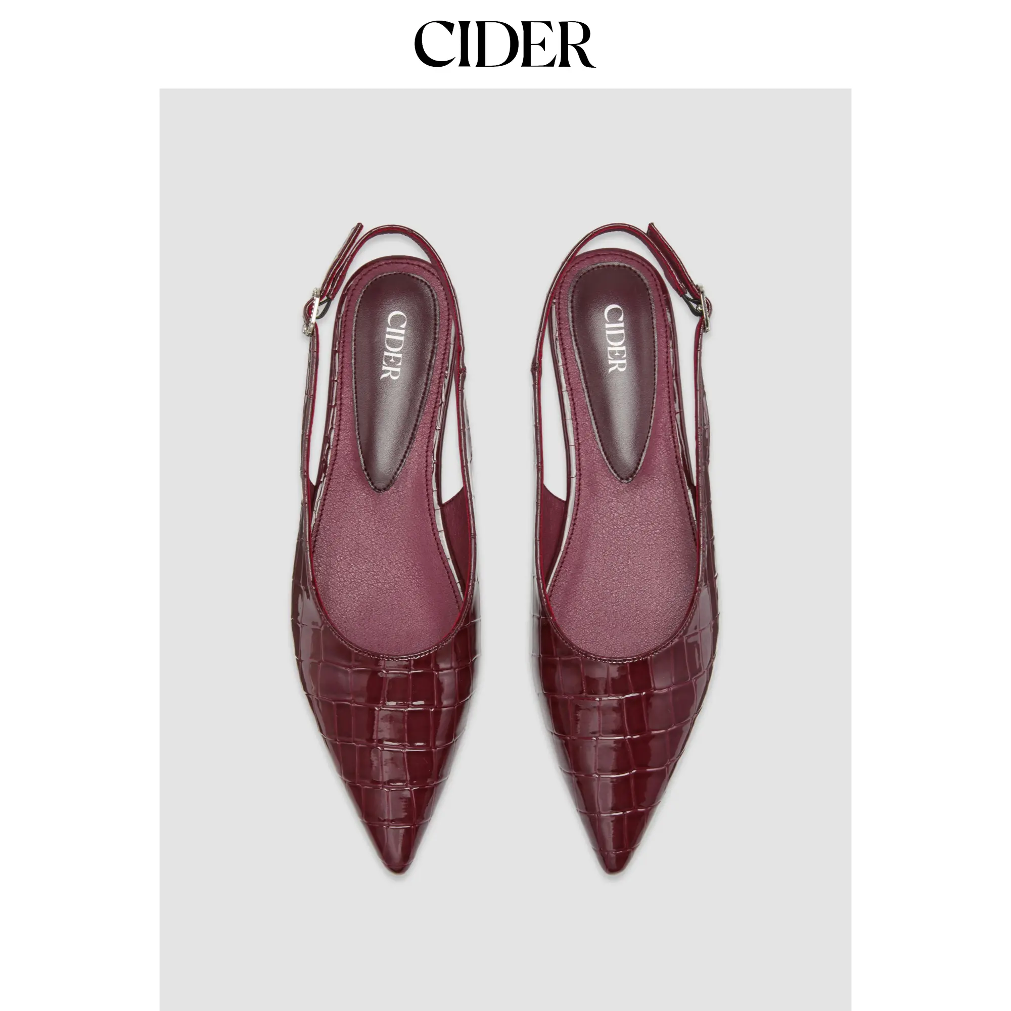 Cider CROCODILE PATTERN POINTED TOE SLINGBACK FLATS Cider CROCODILE PATTERN POINTED TOE SLINGBACK FLATS