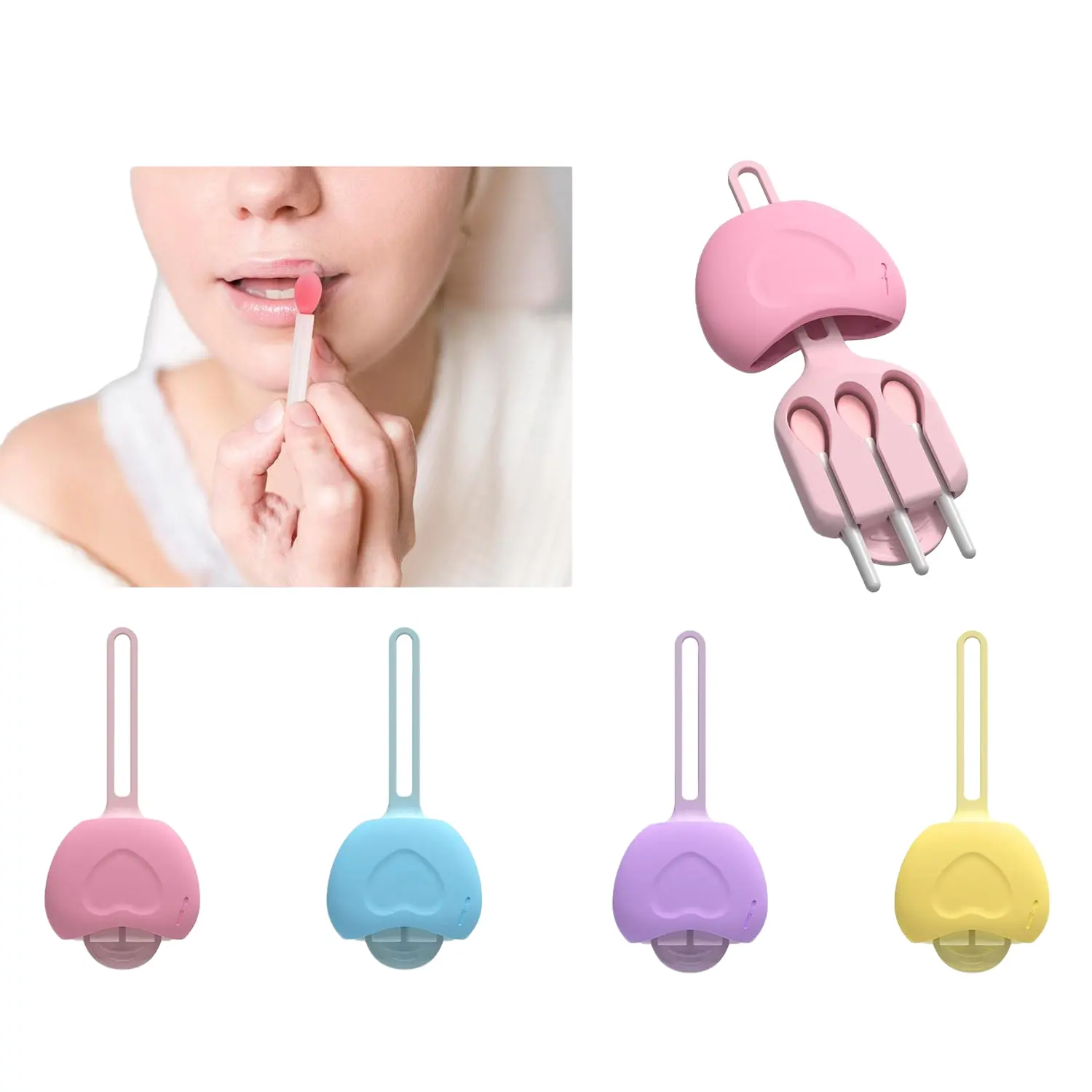 Silicone Lip Brush Storage Box, Mini Compartmentalized Design, Portable Outdoor Pendant, Lip Brush Organization, Travel-Friendly Organizer