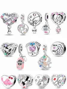 Mother-Daughter Hugging Heart Pendant, Swallow Design, Child's Shoes Accessory, Suitable for Original Bracelet & Necklace