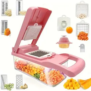 Vegetable Chopper Mandoline Slicer, 14-in-1 Veggie Chopper with Container for Slice, Shred, Chop Food Chopper and Vegetable Shredder, Vegetable Cutting Slicer