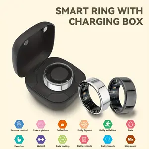 New Smart Ring With Charging Compartment, Fitness, Steps, Distance, Calories, Sleep, Exercise, Compatible with for iphone & Android, USB Charging, Ideal Valentine'S Day/Christmas/New Year Gift