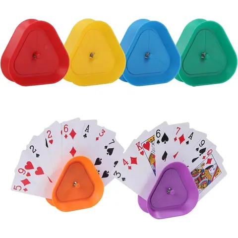 Playing Card Games Holder - 6 Pack Little Hands Portable Cards Tray for Adults, Seniors, Hands Free Cards Holders for Cards Game, Bridge, Poker, Solitaire Parties, Family Card Game Nights, Party Card Game, Gaming Experience, Multiple Players