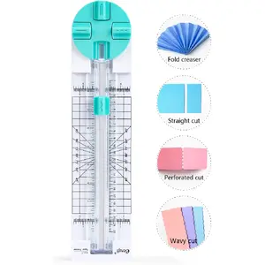 Paper Cutter: 4-style multi-functional paper cutting tool, equipped with straight blade, wavy blade, dotted blade, punch blade, and creasing blade, used for cutting paper, coupons, photos, postcards, scrapbooks, and cards