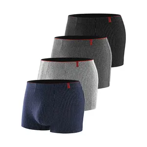 4 Pairs of Men's Underwear Soft Comfortable Healthy Breathable Men's Boxer Briefs Trendy Fashion Striped Style Casual Sports Men's Pants