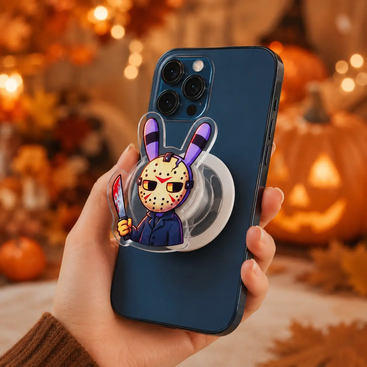 Jax Inspired Halloween MagSafe Phone Grip - Cute Circus Bunny Jason Style Magnetic Holder & Kickstand