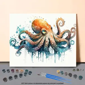 Octopus Pattern DIY Oil Painting Kit without Frame, DIY Paint by Numbers Kit, Wall Art Decor for Home Living Room Bedroom