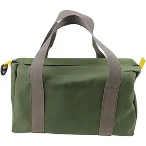 12 Inch Canvas Wide Mouth Tool Bag, Large Capacity Tool Storage Bags for Men, Small Tool Pouch, Tool Organizer Tote Bag for Storage Wrenches Pliers Tools (Green - 12 inch)
