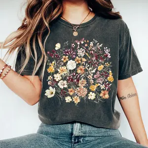 Comfort Colors Vintage pressed flower t-shirt