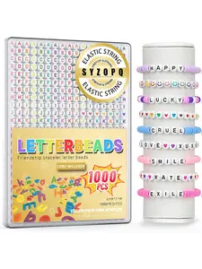 Acrylic Letter Beads Round Beads 4x7mm 1000pcs Friendship Bracelet Jewelry Making Kit, Bead Assortment, Casual Style, All Seasons