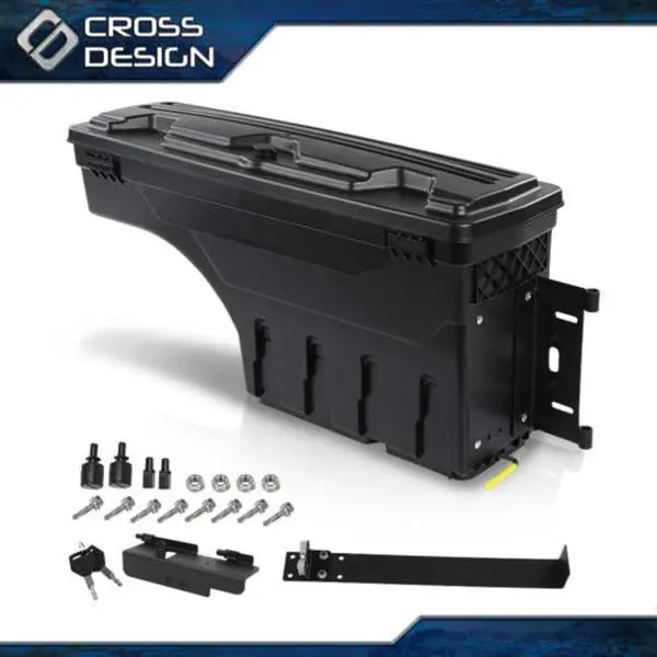 CROSSDESIGN Right-Side Swing Truck Bed Toolbox, Tool Storage Organiser, Compatible with 1997-2014 Ford F-150 Series