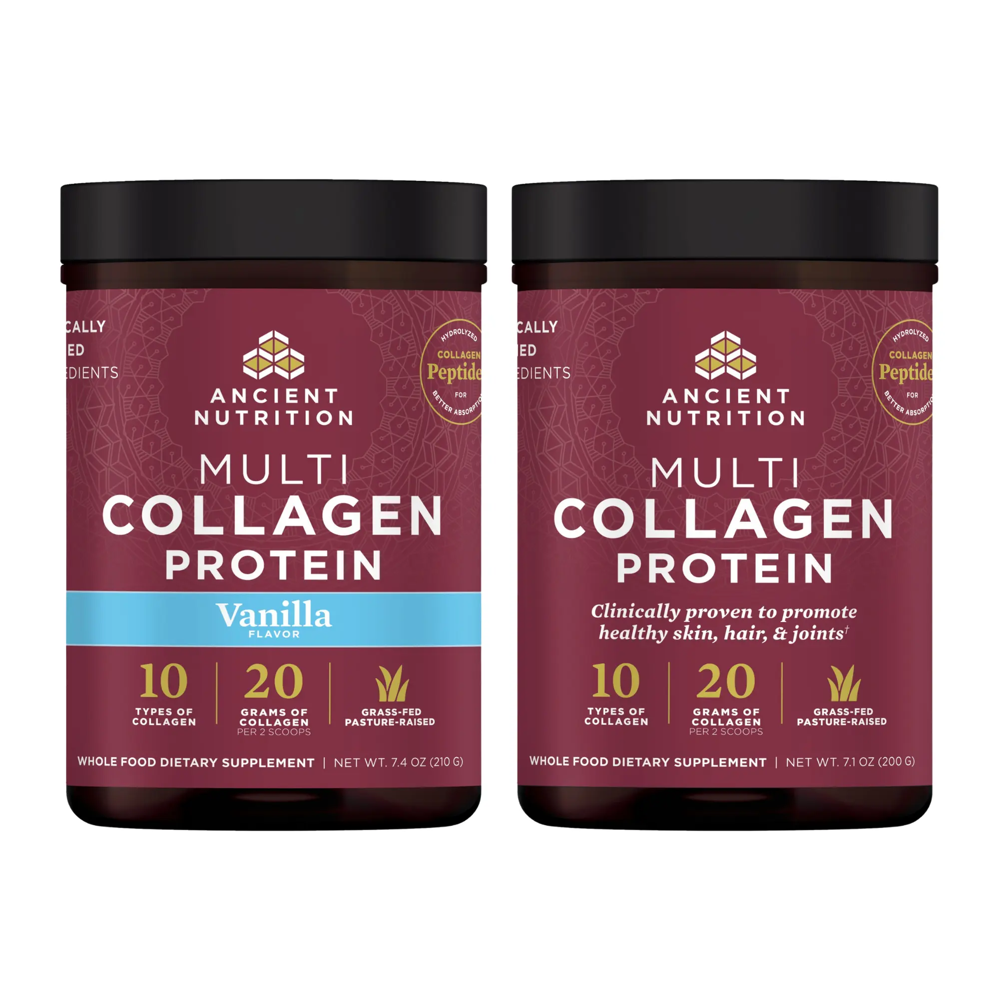 Ancient Nutrition Multi Collagen Protein Powder – Vanilla + Unflavored 20 Servings Each, 10 Types Collagen Peptides, 20g Per Serving Ancient Nutrition Multi Collagen Protein Powder – Vanilla + Unflavored 20 Servings Each, 10 Types Collagen Peptides, 20g Per Serving