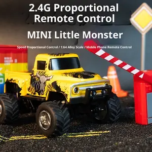 Cross-Border New Mini Alloy Bigfoot Little Monster Remote Control Car Children's Remote Control Racing Car with Lights Boys' Off-Road Car