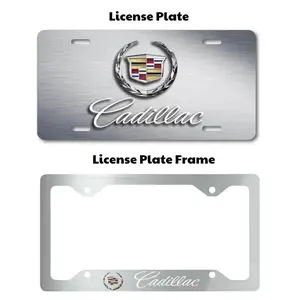 Cadillac License Plate And Plate Frame, Car Decor, Car Accessories