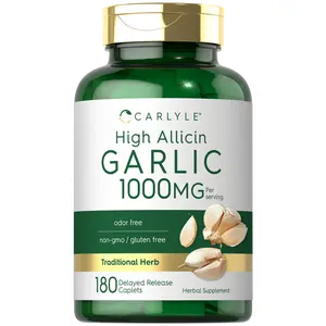 Carlyle Garlic Supplement 1000mg | 180 Caplets | Odorless Pills | High Allicin Extract | Vegetarian, Non-GMO & Gluten Free