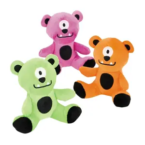 4 3/4" Halloween Orange, Green & Purple Stuffed Cyclops Bears - 12 Pc.