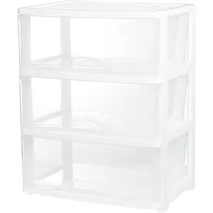 3 Drawer White Plastic Storage Organizer Rolling Cart with Wheels, Assemble Organizer Cart Storage Bin for Office Art Craft Supplies Dresser Classroom and Home