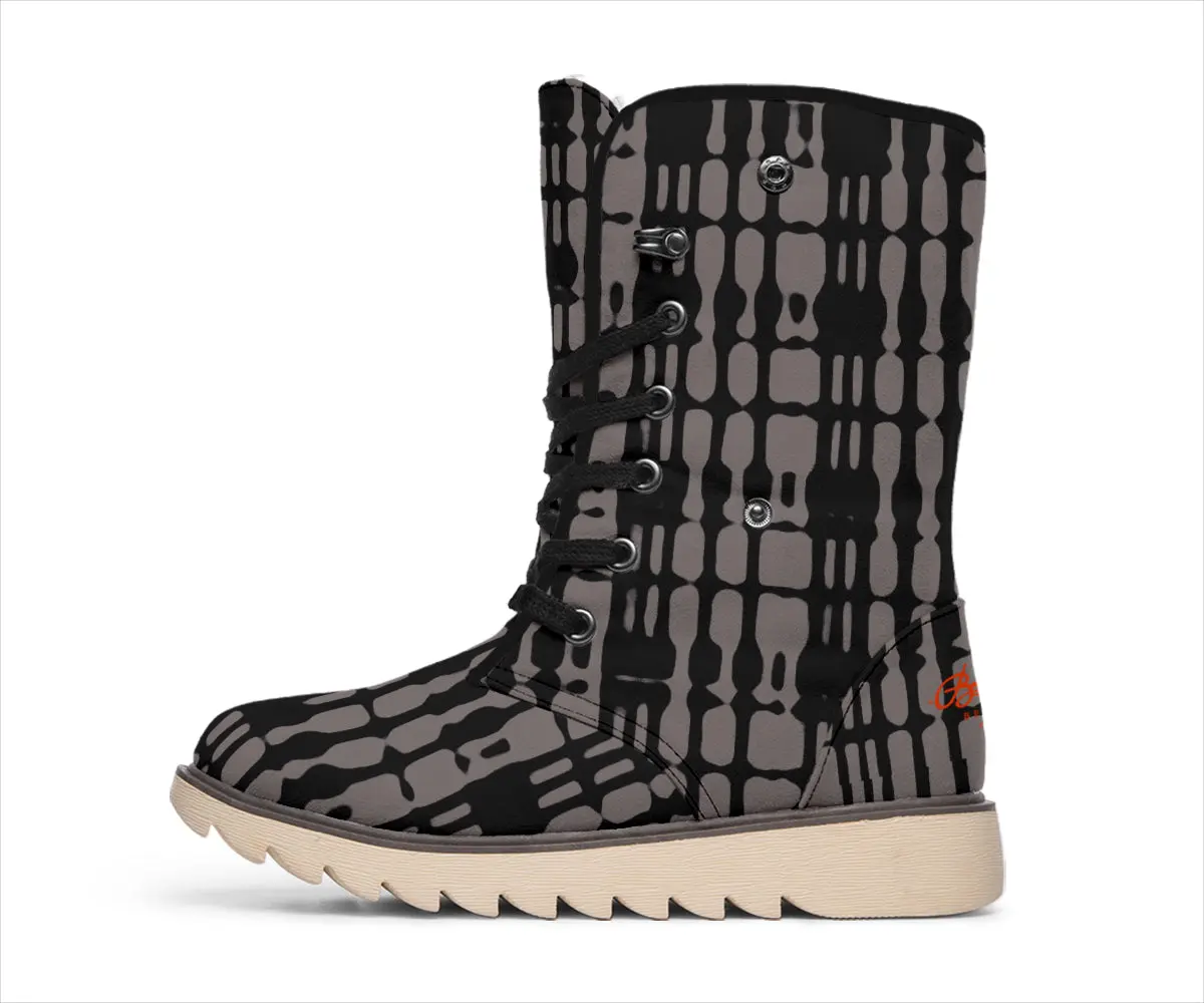 Black Tight Plaid Polar Boots