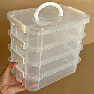Clear Storage Box, 4-Layer Stackable Storage Box, Compartment Drawer Storage Box, Household Sundries Storage Box, Cosmetics Layered Storage Box, Multilayer Storage