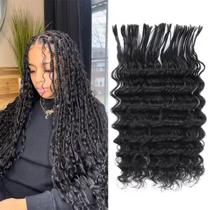 Pre-Divided Human Hair Bulk Deep Wave Braiding Hair for Boho Braids Human Hair Bulk for Braiding Curly Human Hair for Boho Locs Boho Crochet Braids Human Hair Extensions