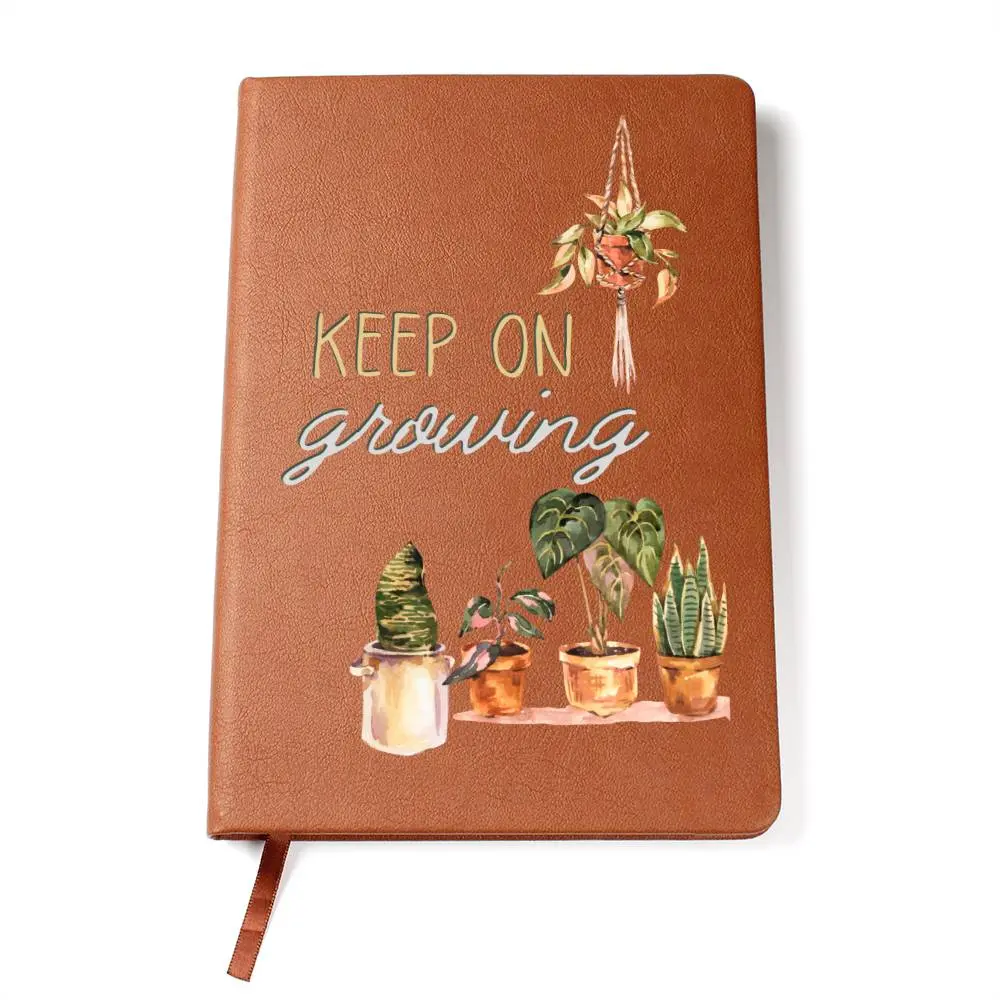 Custom Vegan Leather Journal - Personalized Plant Enthusiast Notebook with Custom Printed Design, Ribbon Bookmark, 200 Pages Spacious Writing Space, Sprout Your Creativity Unique and Memorable Gift
