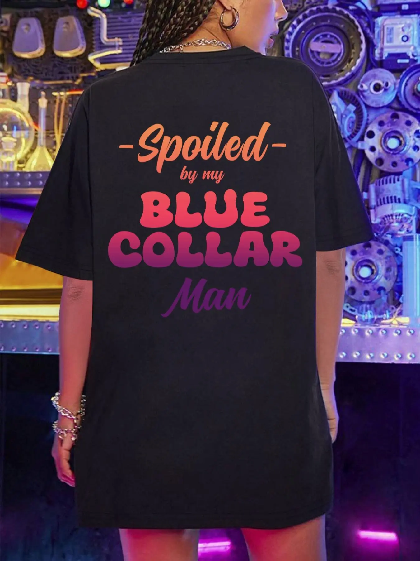 Women's Letter Print Round Neck Crewneck Graphic Tee, Vintage Trendy Loose Casual Streetwear Beach Drop Shoulder Half Sleeve Short Sleeve Jersey T-shirt, Womenswear Top for Daily Wear, Ladies All Seasons Outfit