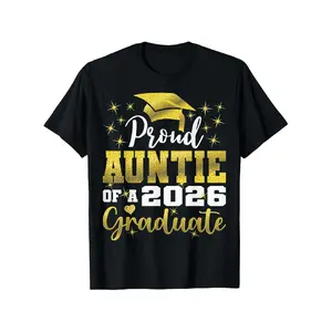 Men's 2026 Graduate Proud Auntie T-Shirt - Ultra Soft Breathable Crew Neck Tee Suitable for Graduation Parties, Comfort Fit Casual Shirt with Year-Round Wear, Machine Washable Gift for Senior Year Celebration