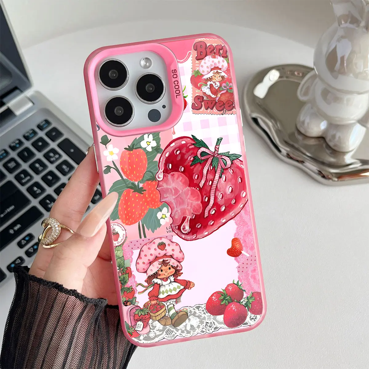Strawberry Shortcake Pattern Shockproof Phone Case for iPhone 7 8 X XR 11 12 13 14 15 16 Pro 17 Max Plus Air 17E 16E Protecitved Cover Affordable Y2k Girl