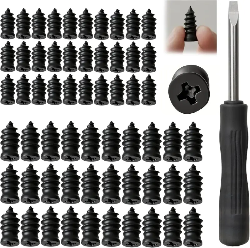 60Pcs Tire Repair Rubber Nail, Rubber Screw Tire Plugs Self-Service Vacuum Tire Repair Nail Kit Tires Quick Puncture Repair Tools