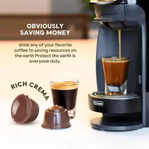 2/3pcs Refillable Capsules Reusable Coffee Pods Filters Compatible for Dolce Gusto Brewers with Spoon (Brown), Reusable Refillable Coffee Cup Filter Kit Coffee Capsules for Machine Home and Office Environmentally Friendly Sustainable Handy