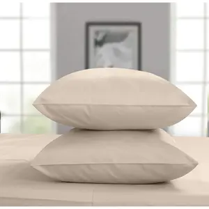 Rayon  Pillow Cases Standard Size Set of 2 -  Sheets Silk Cooling Satin Pillowcases, Soft & Breathable Pillow Case with Envelope Closure for Standard &  Pillows, Beige
