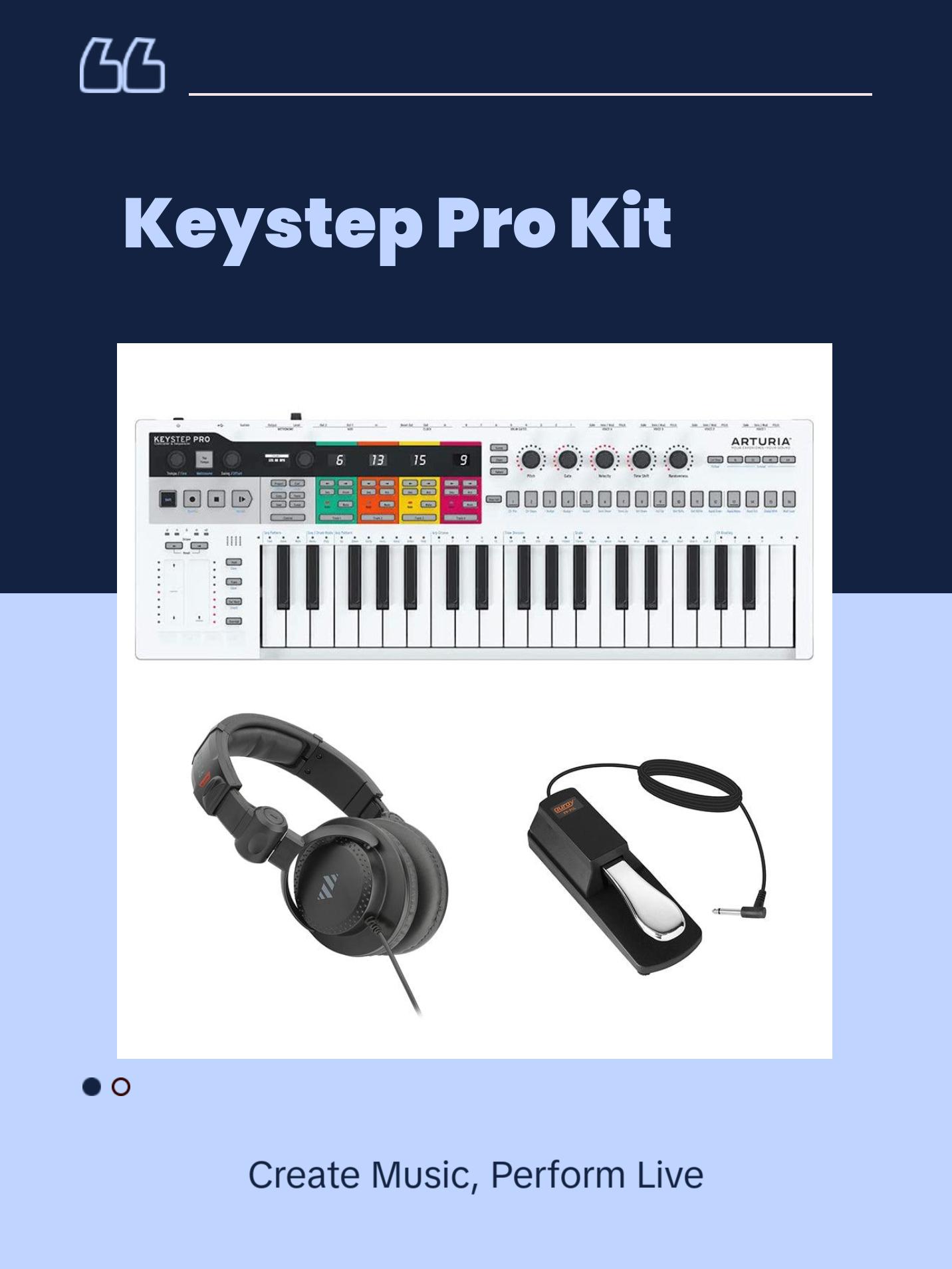 Arturia KeyStep Pro 37-key Keyboard Controller & Sequencer with Studio Monitor Headphones & Sustain Pedal Bundle