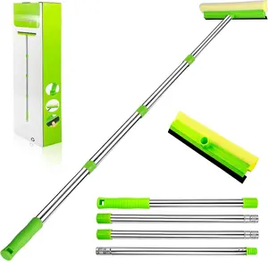 Window ,  for Window Cleaning, 2 in 1  Window Cleaner with 58'' Long Handle,Window Washing Kit with Extension Pole for Shower, Windshield, Mirror, Gas Station, Glass