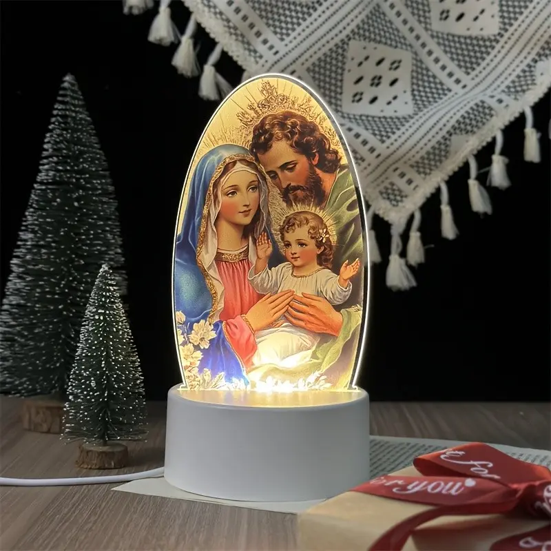 Jesus & Mary USB Night Light, Religious Home Decor, Warm Glow Bedroom Atmosphere Lamp, Perfect for Ramadan, Thanksgiving, Birthday, Valentine's Day, Christmas, Graduation Gifts