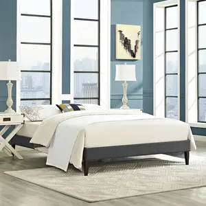 Modway Sharon Full Fabric Bed Frame with Squared Tapered Legs in Gray