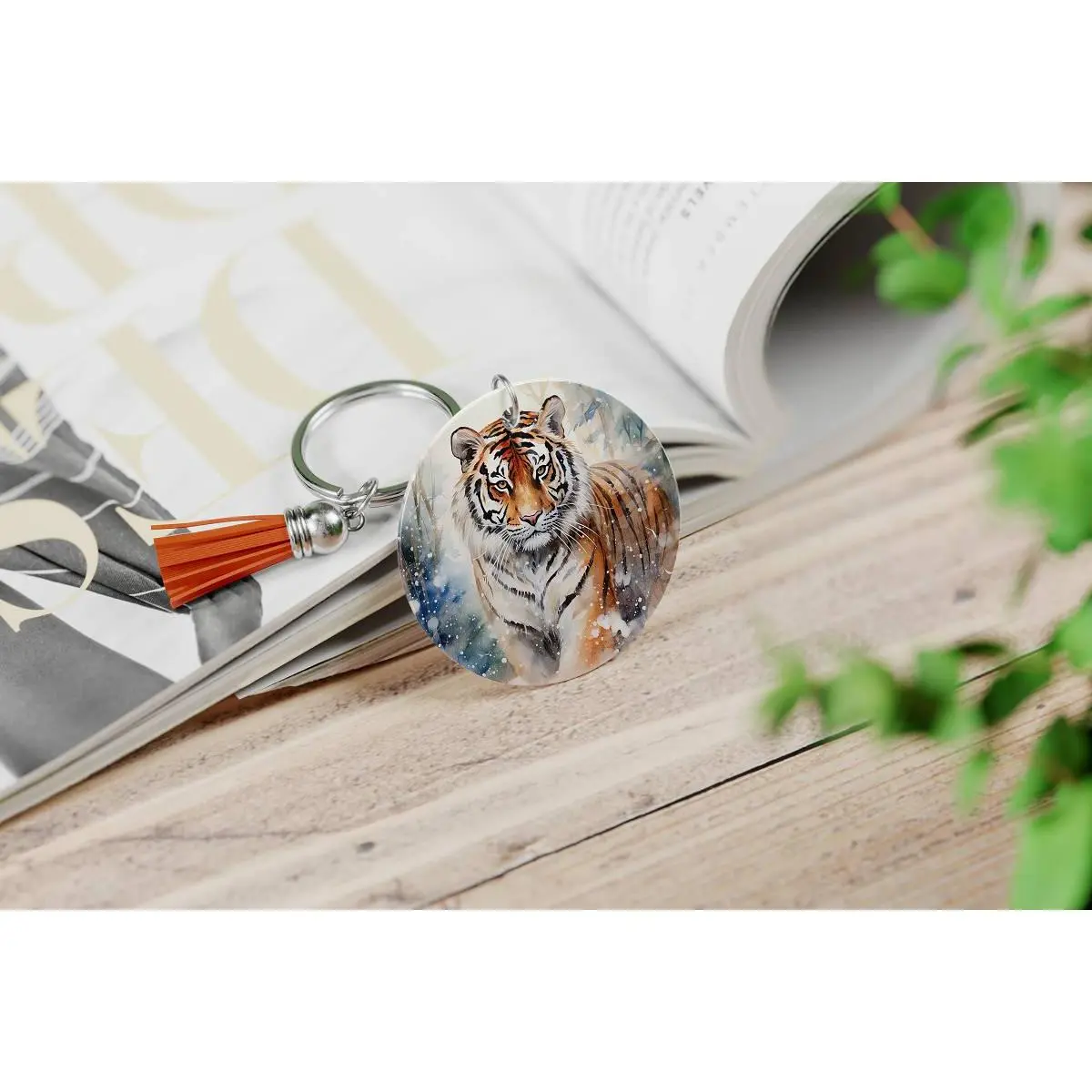 Majestic Tigers Round car keychain