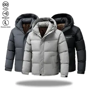 Men’s black-and-gold graphene heated cotton jacket — new for winter 2025; trendy, thick, warm coat with a casual lapel and zipper; menswear top; regular fit; essential jacket.