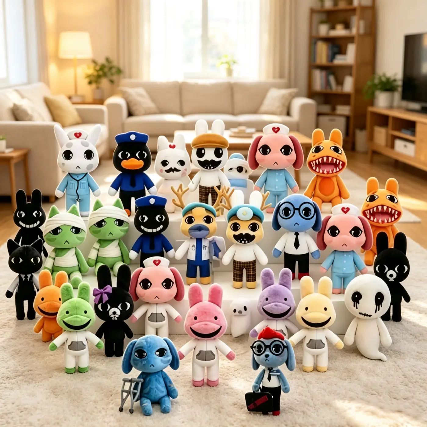 2026 Roblox Animal Hospital Plush Toys, Creepy Cute Horror Game Stuffed Dolls Barney Anomaly Ratthew Liz Nurse Dog Duck Police Deer Doctor,  cute girly gifts，plushies，Soft Squishy Companion