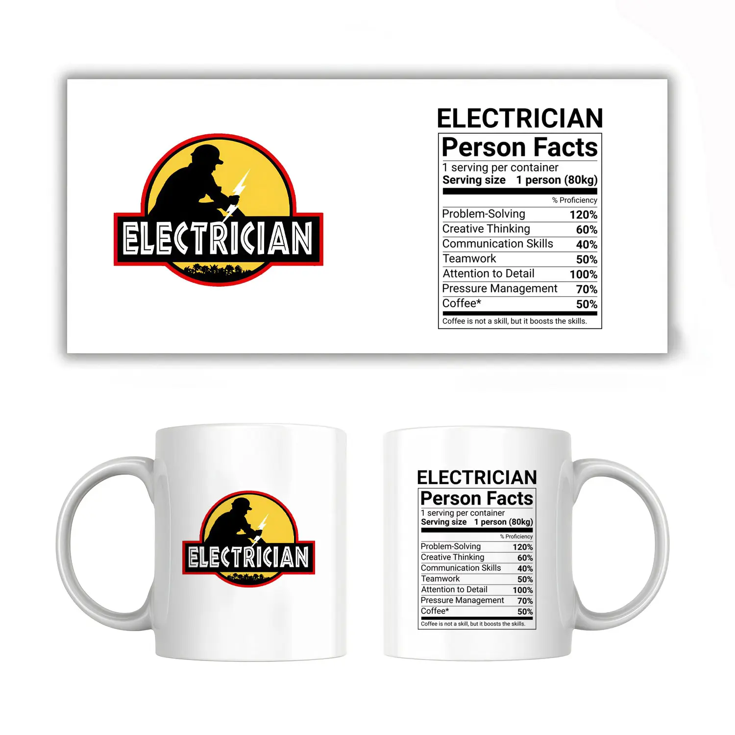 Funny Electrician Mug, Electrician Coffee Cup, Tradesman Gift Idea, Humor Ceramic Mug for Coworker, Dad, Husband, Birthday Present