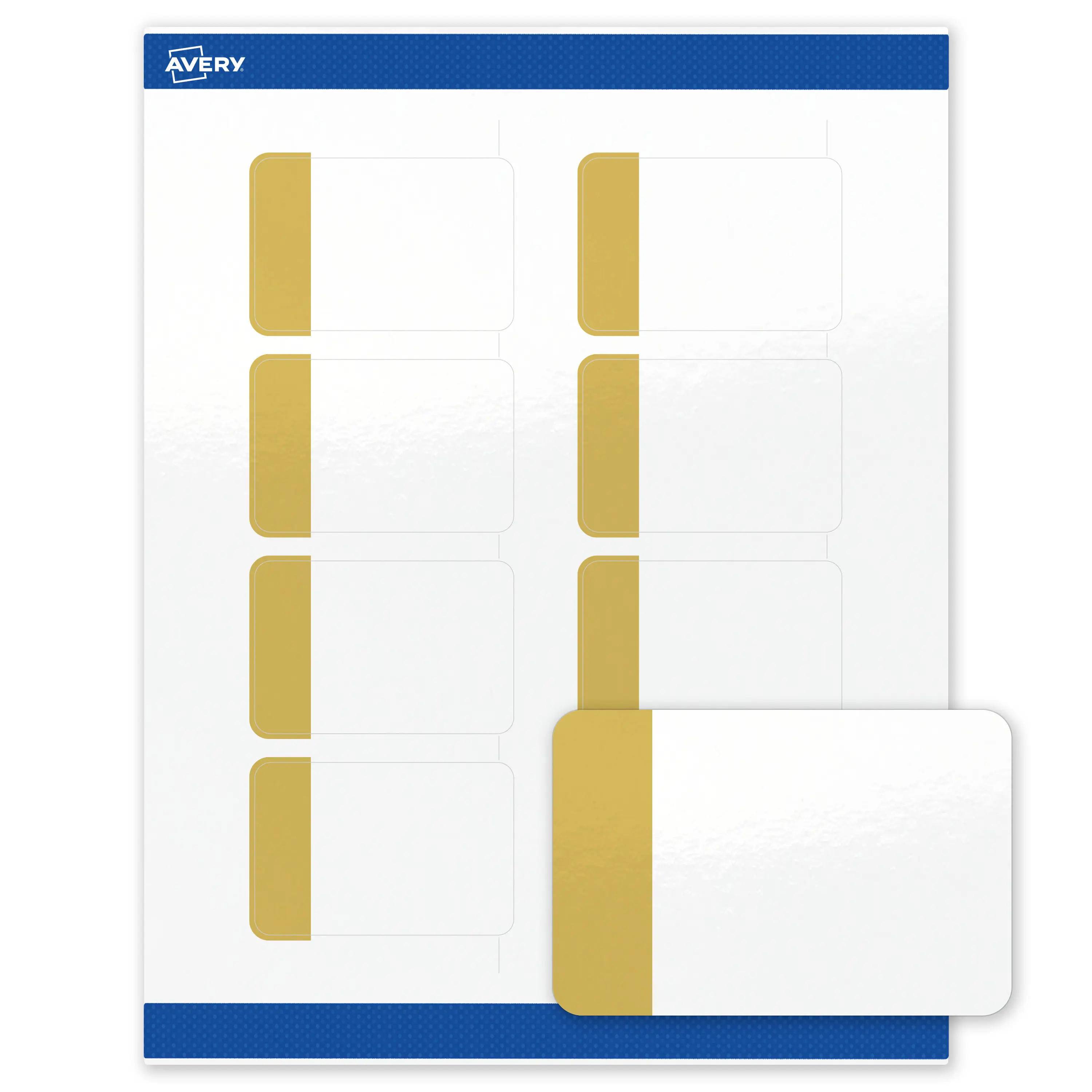 Avery Printable Rectangle Labels, Gold-Dipped Edge, 2" x 3", Glossy White Rectangle Labels, Permanent, Laser/Inkjet, 80ct, Great for Product Labels