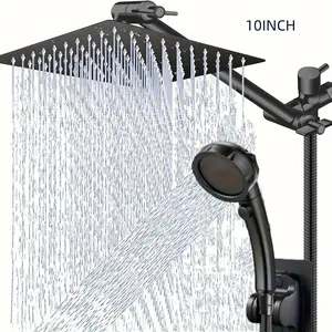 Dual  Rain  Shower  Head, 10 Inch High-Pressure 3-Way Shower Combo with 11-inch Adjustable Extension Arm and 3+1 Settings Handheld Showerhead Combo, Powerful Low-pressure Water Shower Spray