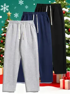 Men's Solid Fashion Sweatpants, Versatile Year-Round Wear, Ideal for Autumn and Winter Wide Leg Straight Pants Casual Street Dance Pants Comfortable Winter Home Pants Plus Size Casual Sports Pants with Rivet Design Fashionable and Versatile december  outf