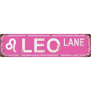 LEO Star Sign Zodiac Sign Vintage Metal Tin Sign, Street Sign, Home Decor, Room Decor, Wall Decor, Bathroom Decor, Bar Decor, Cafe Decor, Garage Decor, 16 x 4 Inch