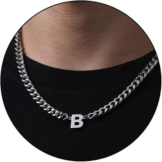 B letter necklace (steel color)